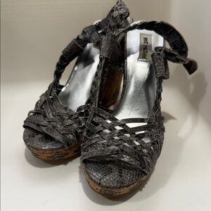 Not rated grey snake skin Woven Wedges
